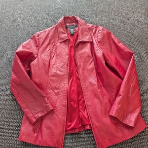 Dialogue Vibrant Red Leather Jacket